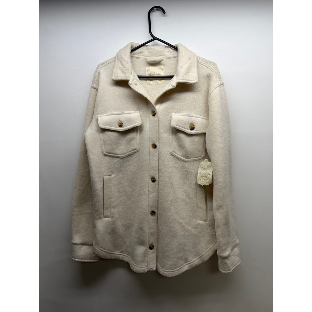 Altar'd State Shacket Women XS Cream Fleece Button Up Long Sleeve Oversized